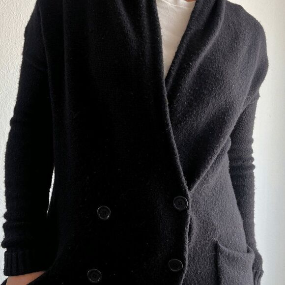 BCBG Max Azria Black Wool cashmere button down Cardigan Sweater duster shawl XS - Picture 11 of 13